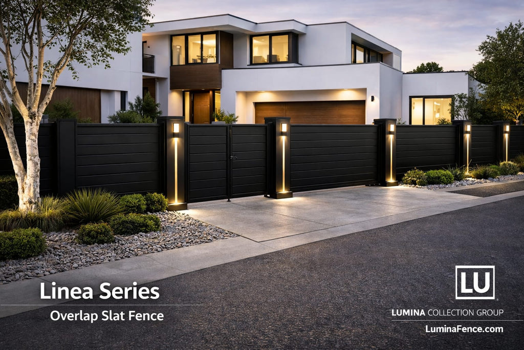 Linea Series Horizontal Overlap Slat Fence