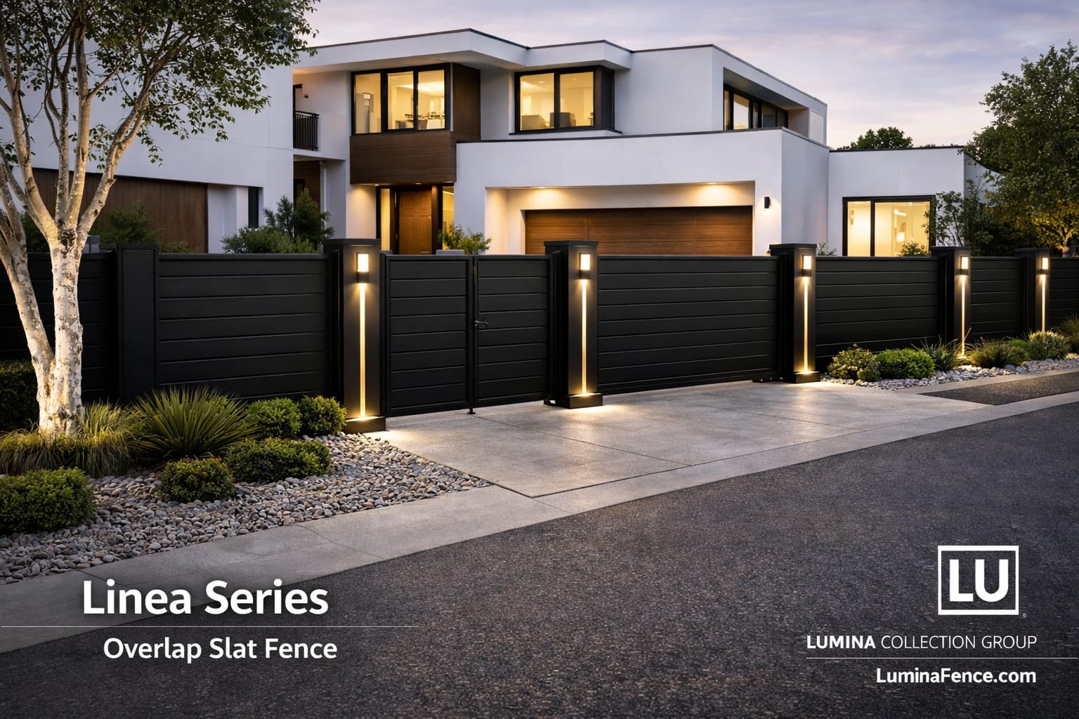 Linea Series Horizontal Overlap Slat Fence